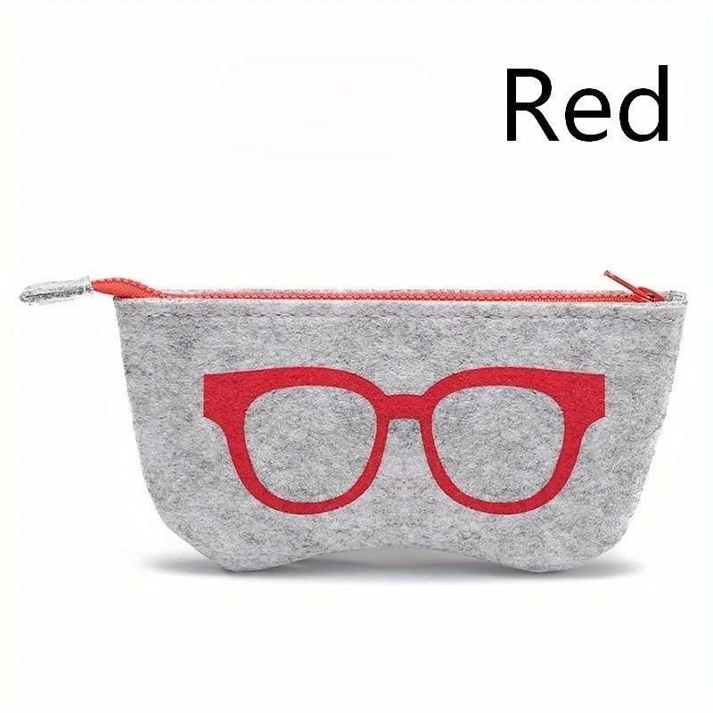 1pc Chic Soft Felt Glasses Pouch - Colorful Eye Design, Portable & Durable Fashion Glasses Case with Zipper Closure for Men & Women, Cute Glasses Case