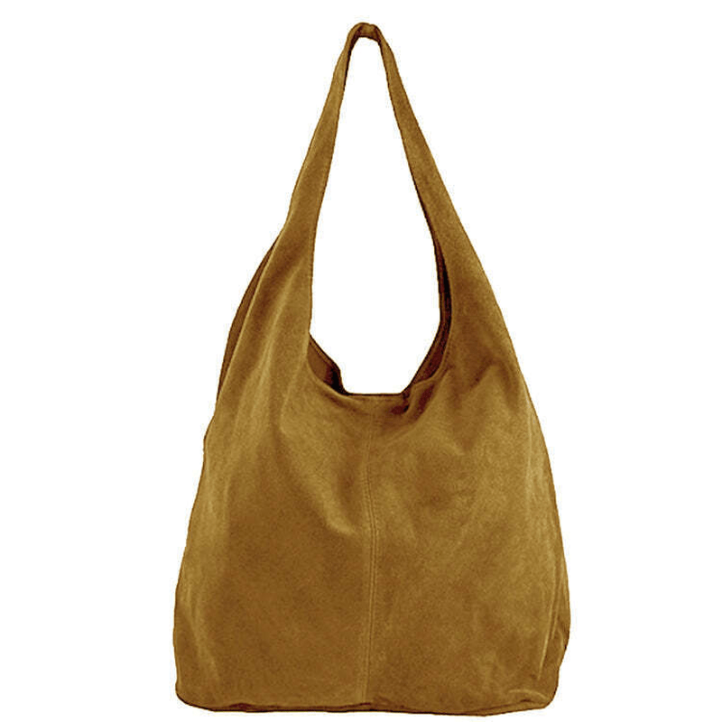 [5060876210366] Camel Soft Suede Leather Hobo Shoulder Bag Women's Handbag Gift